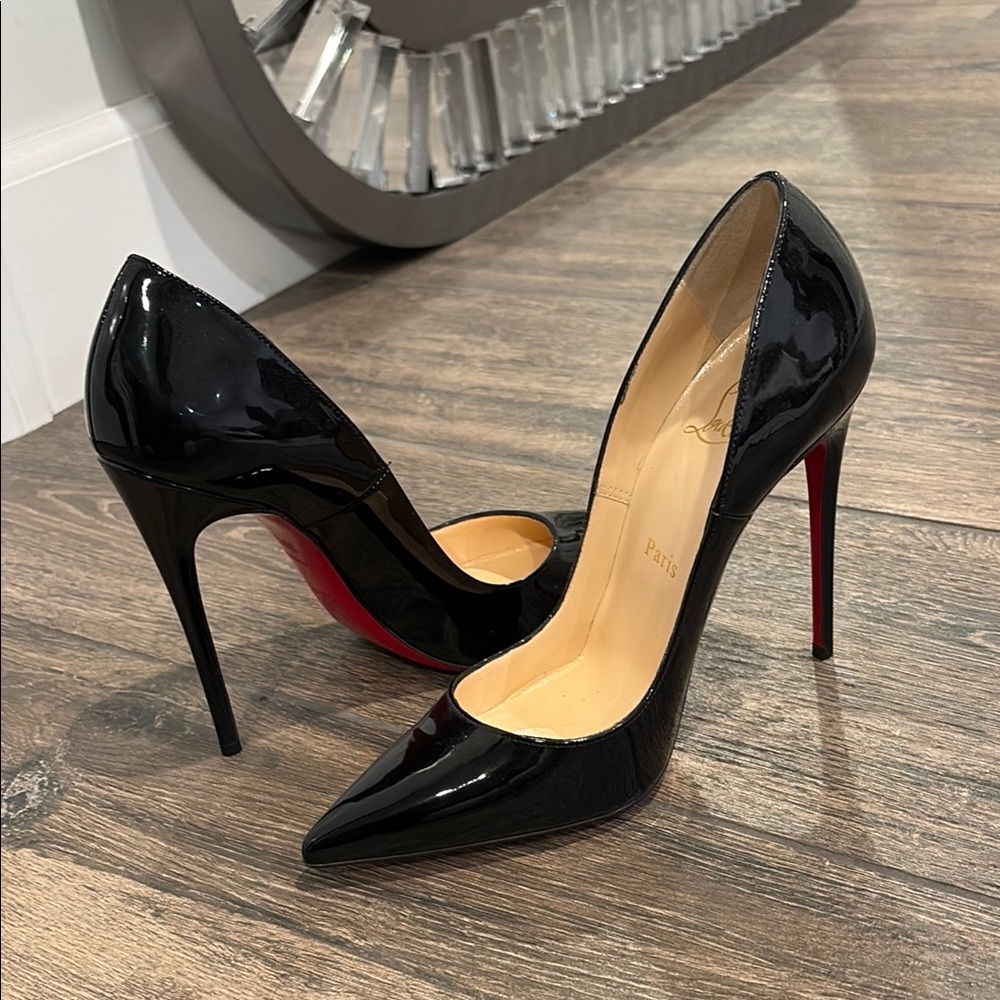 Christian Louboutin Black and Red Heels with Signature Red Sole